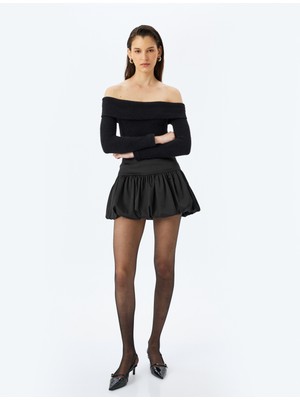 Koton x Sibil Çetinkaya - Slim Fit Uzun Kollu Omzu Açık Peluş Kazak