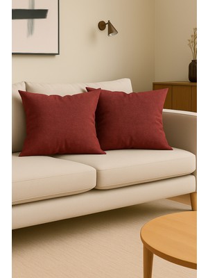 Parlak Kırmızı Kırlent Kılıfı Dekoratif Bohem Soft Koltuk Sırt Yastık Hediyelik Yılbaşı 45X45