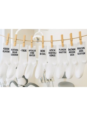 9 Adet Yazili Komik Neşeli Kolej Tenis Penye Çorap