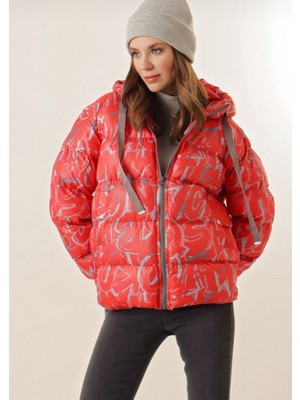 Kadın Desenli Şişme Mont