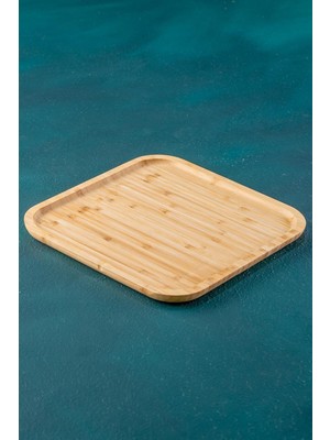 Kare Bambu Tabak, 30 Cm, Kahverengi, Şık ve Doğal Tasarım