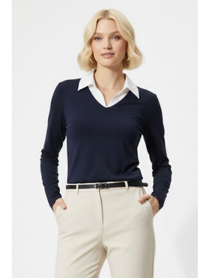 8198A Gömlek Yaka Bluz Laci