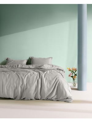 Madame Coco Madame Coco Crep King Size %100 Pamuk Düz Nevresim Takımı - Buz Gri