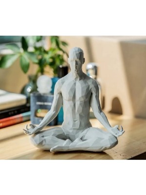 Kübik Poliüretan Kaplama Taş Döküm Yoga Figürleri Heykel Soyun Sanatsal Biblo Heykel 20 cm