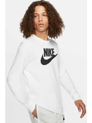 Nike Sportswear Men's Long-Sleeve T-Shirt Erkek Sweatshirt Beyaz