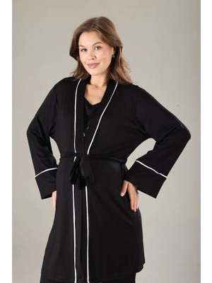 Pamuklu Kruvaze Yaka Lohusa ve Günlüğe Uygun Pijama Sabahlık Takımı