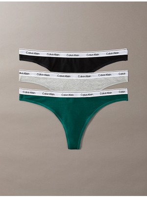 Calvın Kleın Kadın Marka Logolu Elastik Bantlı Günlük Kullanıma Uygun Yeşil-Gri-Siyah Külot 000QD5209E 31U