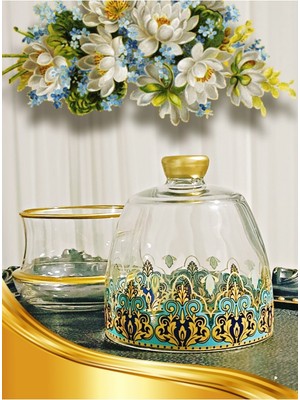 Renkli Desenli Şekerlik ve Lokumluk Seti, Metal Kaşık Hediyeli, Şık ve Zarif Tasarım