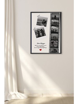 Kişiye Özel Film Şeridi Temalı Sinematik Anı Tablosu, 8 Fotoğraf Lamine Çerçeve Fotoğraf Baskı Tablo
