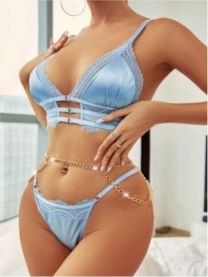 New Dreams Parlak Mavi Dantelli Sütyen Takım 8411