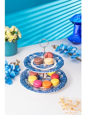 Mavi 2 Katlı Kurabiye Saklama Kutusu, Şık ve Kullanışlı Tasarım