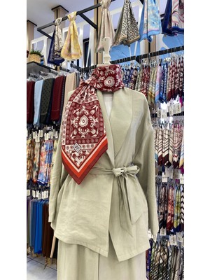 Motif Desenli Eşarp Kırmızı