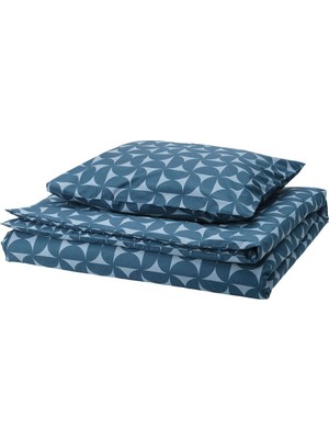 Tek Kişilik Nevresim Seti, Koyu Mavi-Açık Mavi, 150X200/50X60 cm