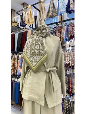 Motif Desenli Eşarp Yeşil