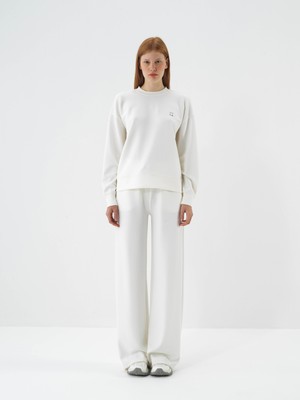 Kadın Ekru Modal Dokulu Oversize Sweatshirt