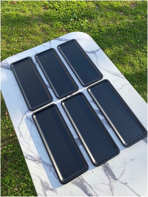 6'lı Siyah Metal Dekoratif Sunum Tepsisi, Mum, Çay, Kahve ve Pasta Servisi