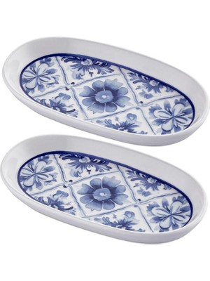 Renkli Oval Servis Seti, 2'li, 21 Cm, Zarif ve Şık Tasarım