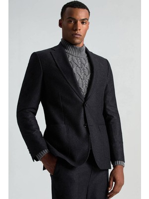 Saf Kaşmir Antrasit Blazer Ceket
