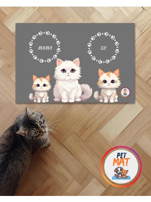 Petmat Kedi Mama Paspası , Kaymaz Taban , Yıkanabilir , Evcil Hayvan Paspası 001-G