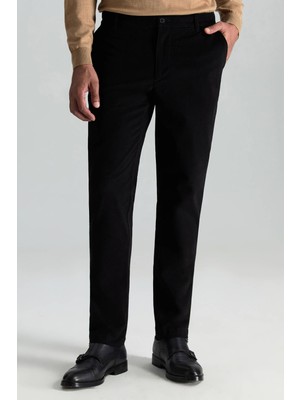 Pamuk Kaşmir Karışım Siyah Chino Pantolon