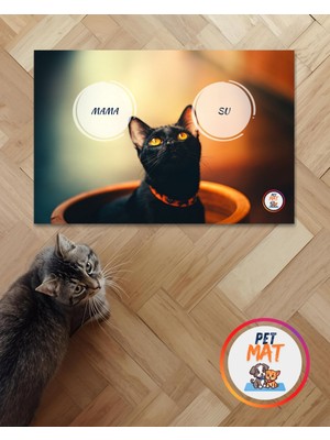 Petmat Kedi Mama Paspası , Kaymaz Taban , Yıkanabilir , Evcil Hayvan Paspası B002