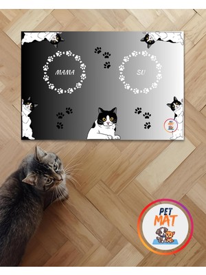 Petmat Kedi Mama Paspası , Kaymaz Taban , Yıkanabilir , Evcil Hayvan Paspası 002-SB