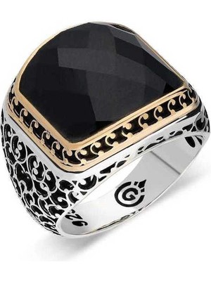 Gümüş Siyah Zirkon Taşlı Erkek Yüzük