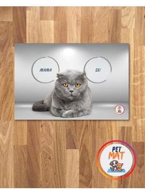 Petmat Kedi Mama Paspası , Kaymaz Taban , Yıkanabilir , Evcil Hayvan Paspası 014-G