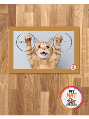 Petmat Kedi Mama Paspası , Kaymaz Taban , Yıkanabilir , Evcil Hayvan Paspası 009-K