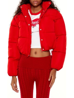 F21 Kapüşonlu Crop Şişme Mont