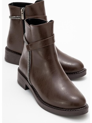 Ccway Taşlı Sade Bot KAHVE CİLT