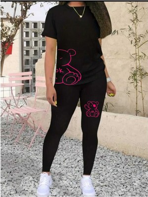 Kadın Oversize T-Shirt Tayt Takım Salaş Kombin Boyfriend