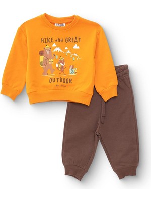 Hellobaby Erkek Bebek Eşofman Takımı Şardonlu Iki Iplik Bisiklet Yaka Uzun Kol Ribanalı Paça