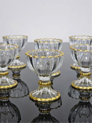 6'lı Cam Yaldızlı Mini Lokumluk ve Şekerlik Seti, Şık Sunumlar Için Ideal