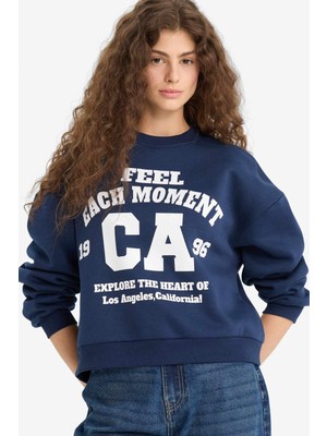 DeFacto Regular Fit Bisiklet Yaka Baskılı Sweatshirt E8746AX25WN