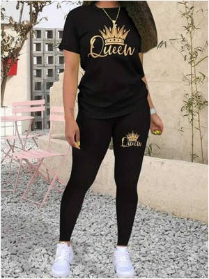 Kadın Oversize T-Shirt Tayt Takım Salaş Kombin Boyfriend
