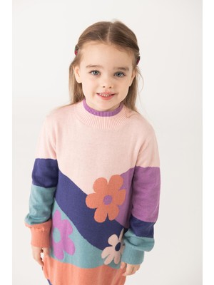 Kız Çiçek Desenli Çocuk Elbise