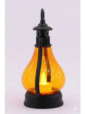 LED Mum Vintage Retro Gaz Lambası Tipi Pilli Dumansız Alevli Dekoratif Yapay Mum Işıldak El Lambası