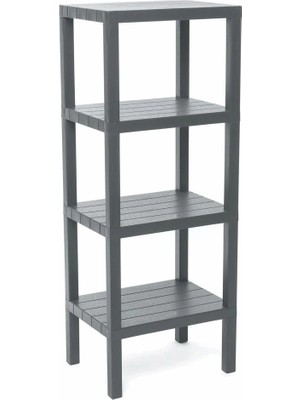 4 Raflı Gri Modüler Ünite Plastik 38X29X100 cm (4887)