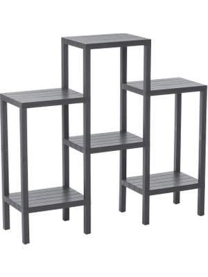 6 Raflı - Gri Modüler Ünite Plastik 108X100X29 cm (4887)