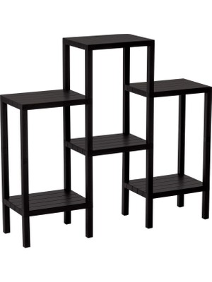 6 Raflı - Siyah Modüler Ünite Plastik 108X100X29 cm (4887)