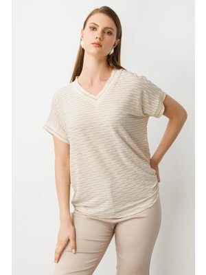 51458 Onteks Ribanalı V Yaka Bluz