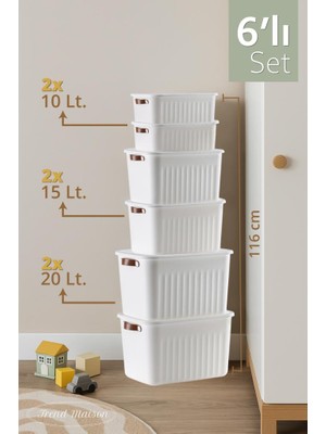 Trend Maison Oyuncak Dolabı  Kapaklı Saklama Kutusu, Çok Amaçlı Düzenleyici, Banyo Mutfak Organizer 6'lı