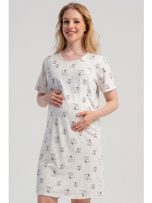 Kadın Beyaz Renk Kısa Kollu Lohusa Tunik C9T1N0605