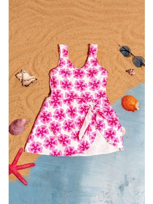 Puan Desenli Etekli Kız Çocuk Mayo