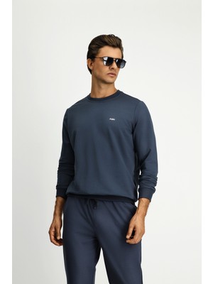 Kiğılı Bisiklet Yaka Regular Fit Nakışlı Basic Sweatshirt