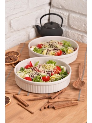 2'li Beyaz Derin Salata Kasesi 21X5CM, Şık ve Kullanışlı Set