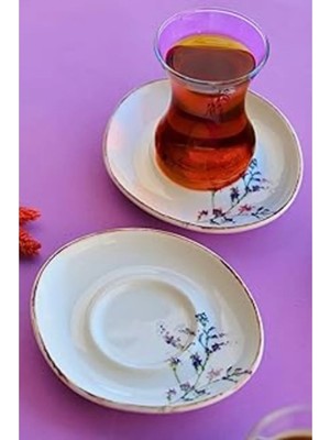 Lila Çay Tabağı Takımı 6 Parça 13X11 Cm, Şık ve Renkli Set