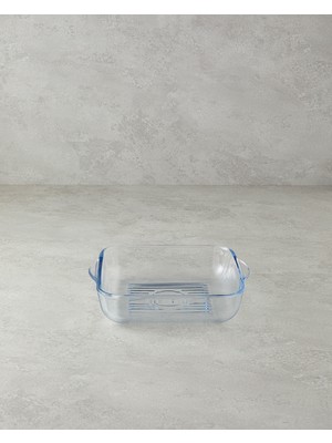 Şeffaf Cam Kare Fırın Kabı, 24X21 Cm, Izgaralı, Dayanıklı, Kullanışlı