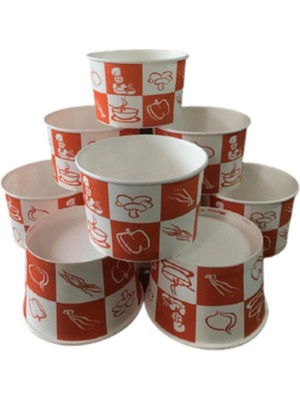 Beyaz 16 Oz 500 ml Karton Kağıt Çorba Kasesi, 50 Adet Kapaklı Set